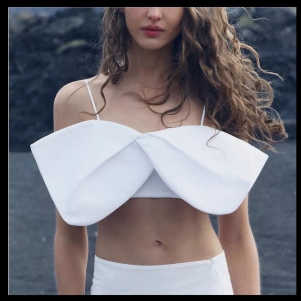 ZARA ZW Collection Bow poplin Top 2899/371